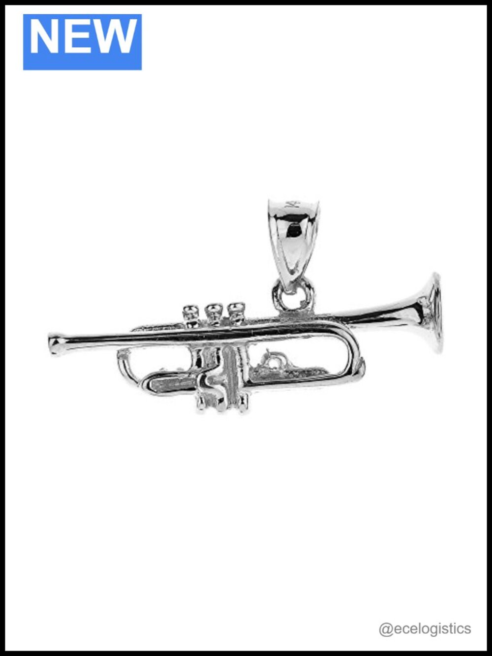 925 Sterling Silver Music Charm Trumpet Pendant Necklace